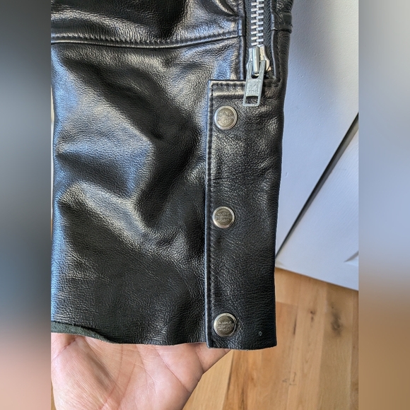 HARLEY DAVIDSON Black Leather Vintage Made In USA Chaps Size XS Women - Picture 6 of 15